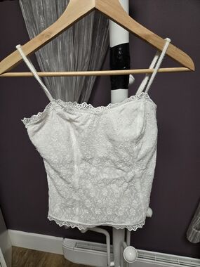 Arianne White Lace Camisole with Scalloped Trim
